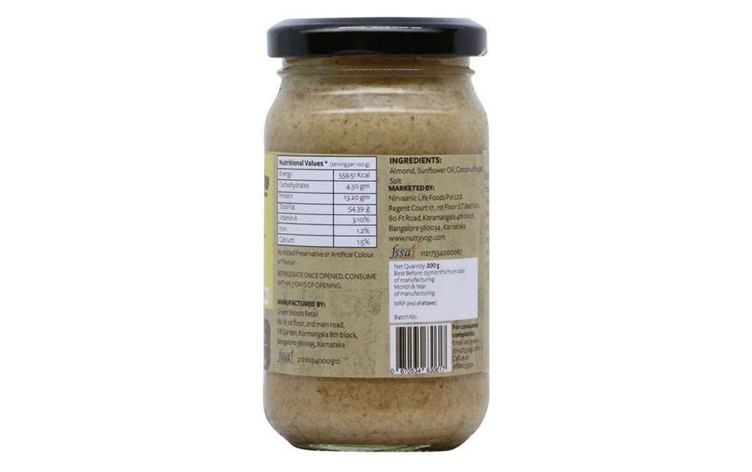 Nutty Yogi Almond Butter    Glass Jar  200 grams